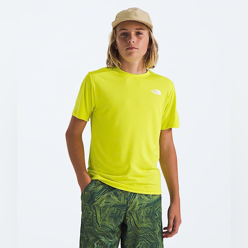 The North Face Boys Short Sleeve Performance Tee Shirt Lemon Yellow Medium 10/12